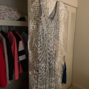 Silver Prom Dress , Size 8 , Worn Once